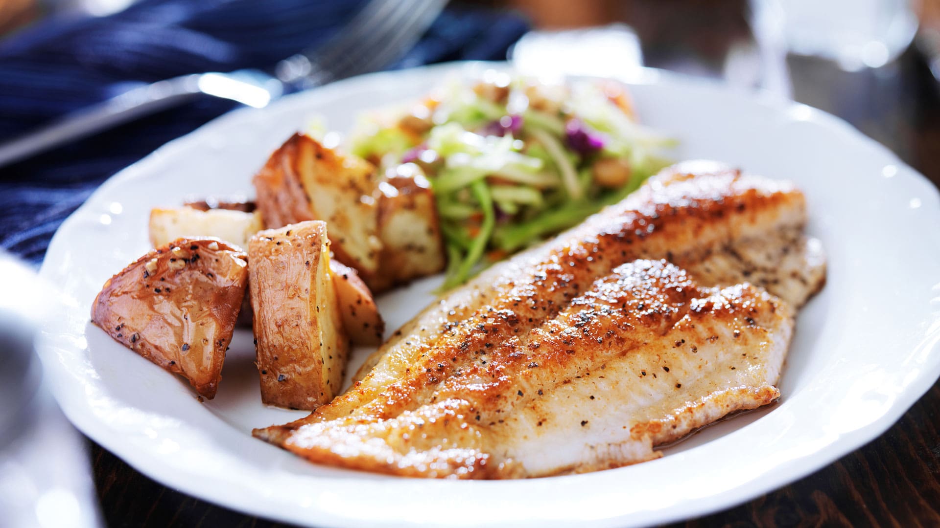 fish dinner at Charter Senior Living of Fox Hollow